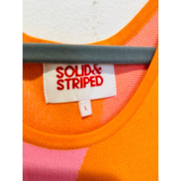 SOLID & STRIPED Carnation Pink Clementine Funky Pattern Knit Sia Dress size L - Picture 6 of 14